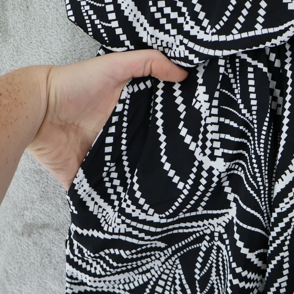 Swim Solutions Romper Swimsuit Women 20W Black Leaf Print Tummy Control $122 NWT - Picture 8 of 16